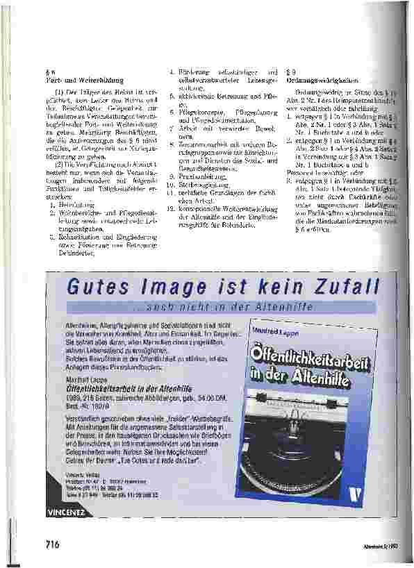 Vorschauseite 3: Verordnung über personelle Anforderungen für Heime Die neue Heimpersonalverordnung (01. 10. 93)