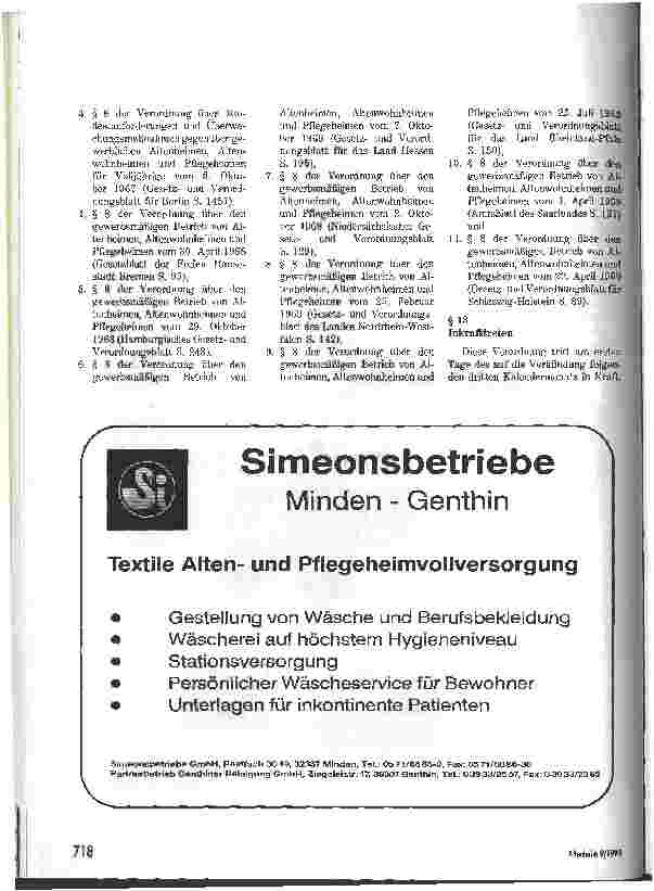 Vorschauseite 5: Verordnung über personelle Anforderungen für Heime Die neue Heimpersonalverordnung (01. 10. 93)
