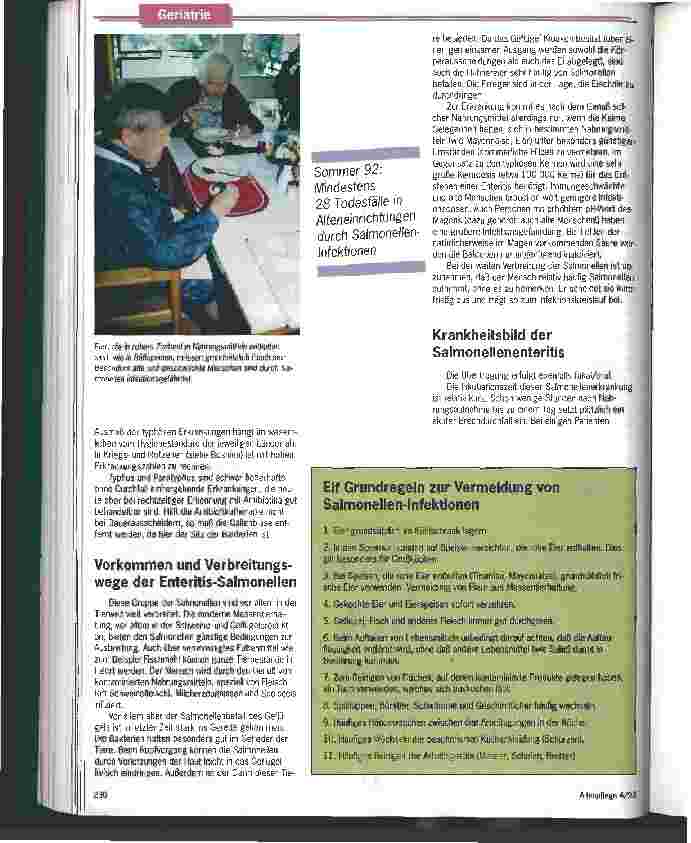 Vorschauseite 2: Salmonellen weiter auf dem Vormarsch Information über Vorkommen und Verbreitung des Erregers und seine Vermeidung
