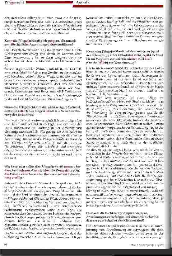 Vorschauseite 3: Bleibt Pflege immer ein Heilund Hilfsberuf? Verändert sich aufgrund neuer Rechtsprechung der Status der Pflegepersonen in Deutschland? (Teil 3)
