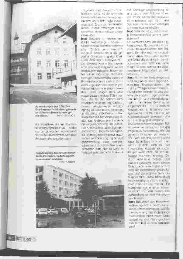 Vorschauseite 2: Massiver Eingriff in die innere Struktur Interview m.Dr.G.Knorr Bayern gegen mehr Kompetenzen für Krankenkassen