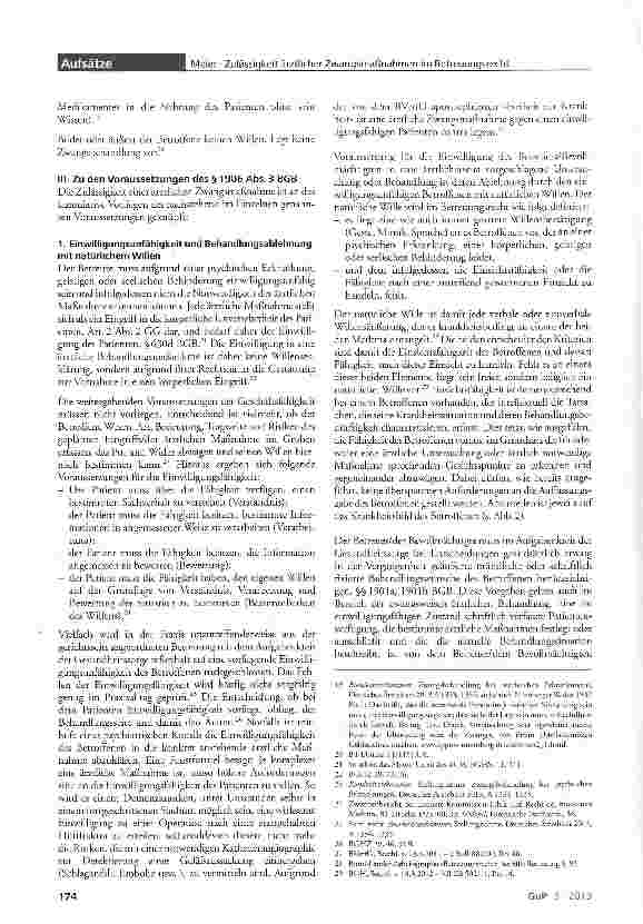 Vorschauseite 3: Zur Zulässigkeit ärztlicher Zwangsmaßnahmen im Betreuungsrecht
