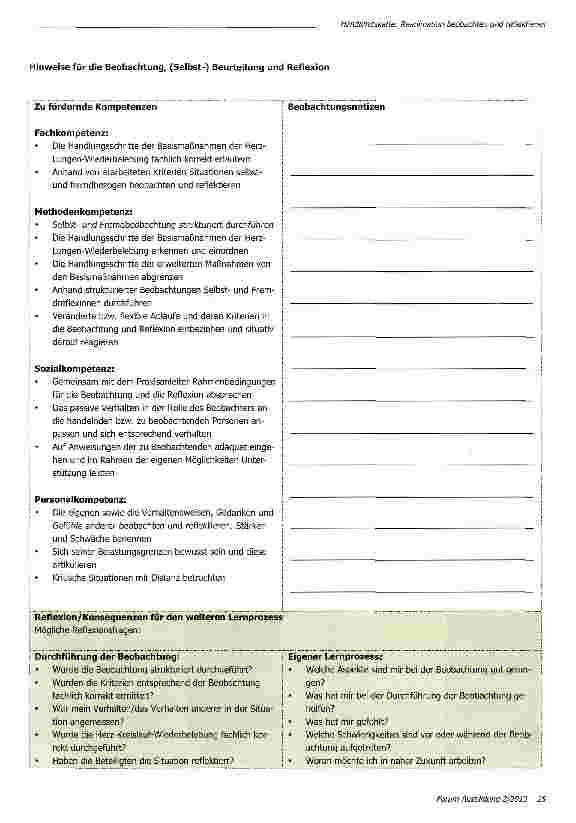 Vorschauseite 2: Die Herz-Lungen-Wiederbelebung beobachten und reflektieren