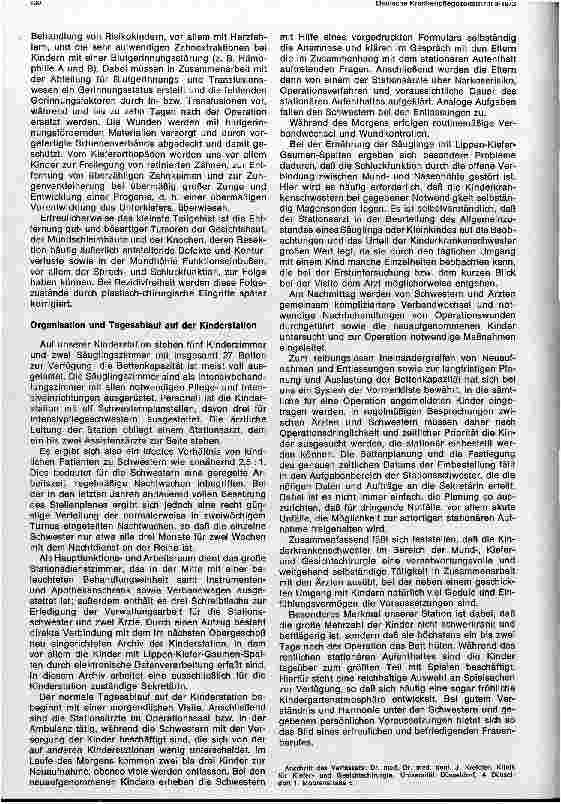 Vorschauseite 4: Der Tätigkeitsbereich einer Kinderkrankenschwester in der Mund-, Kieferund plastischen Gesichtschirurgie. ..