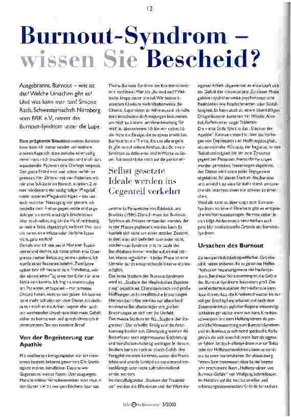 Vorschauseite 1: Burnout-Syndrom - wissen Sie Bescheid?