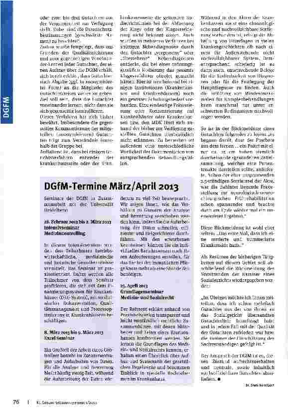 Vorschauseite 2: Medizinische Gutachtergruppe hat sich bewährt