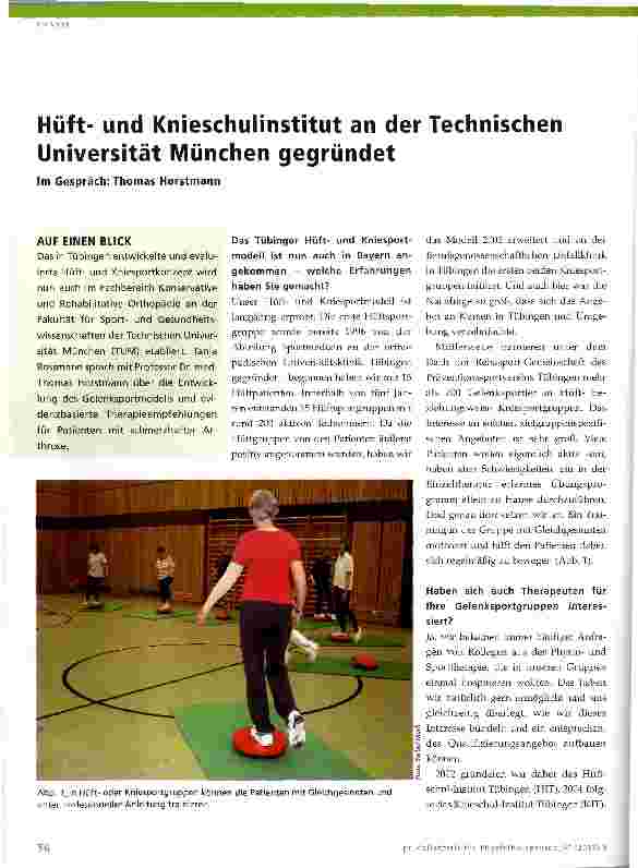 Vorschauseite 1: Hüftund Knieschulinstitut an der Technischen Universität München gegründet