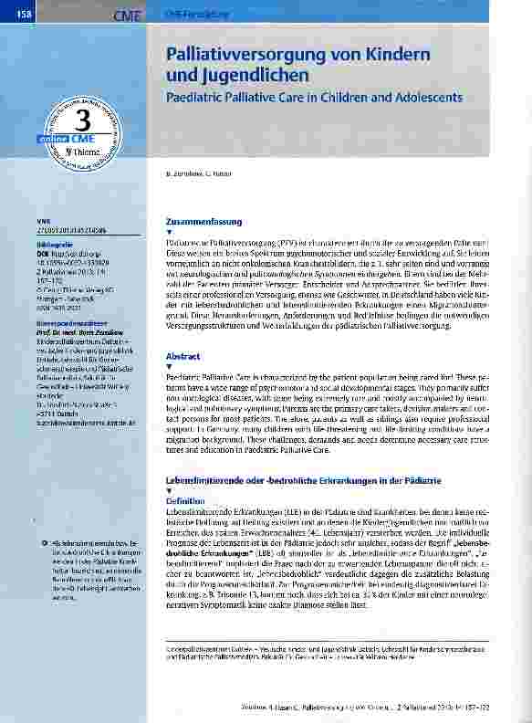 Vorschauseite 1: Palliativversorgung von Kindern und Jugendlichen