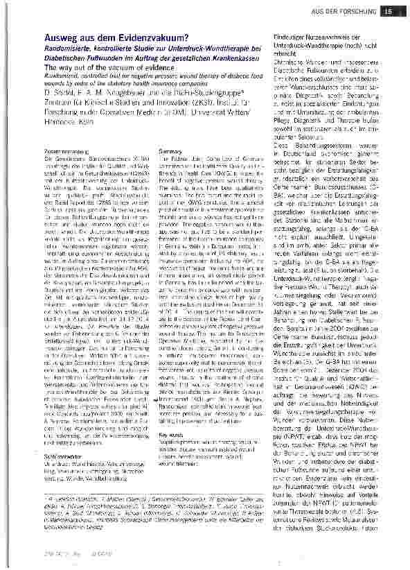Vorschauseite 1: Ausweg aus dem Evidenzvakuum?