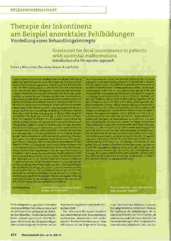 Vorschauseite 1: Therapie der Inkontinenz am Beispiel anorektaler Fehlbildungen