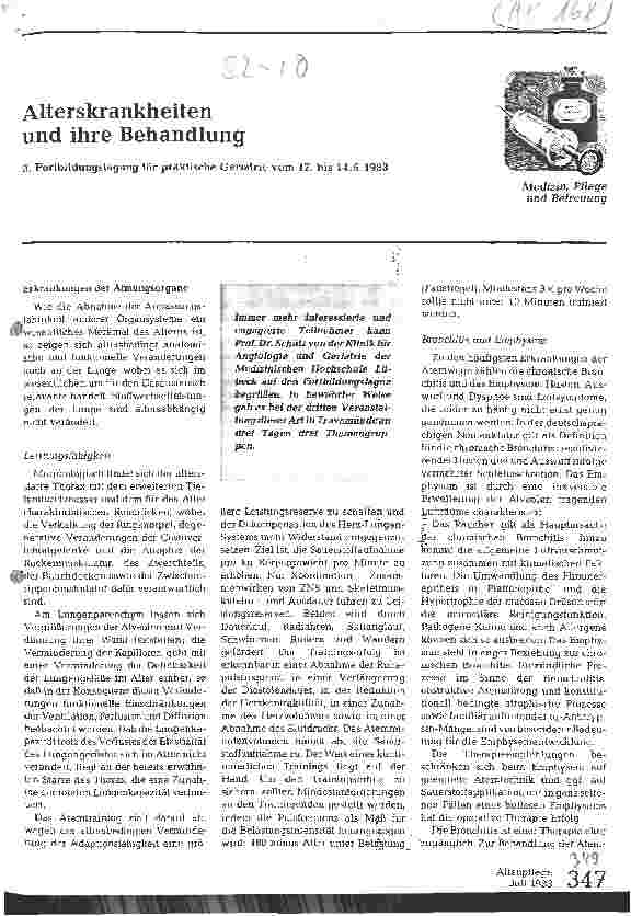 Vorschauseite 1: Alterskrankheiten und ihre Behandlung