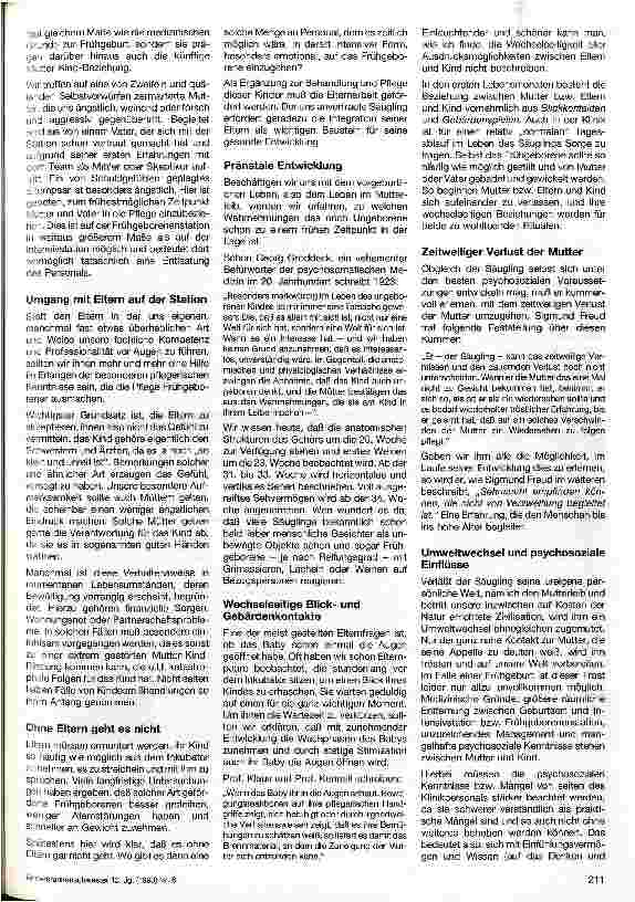 Vorschauseite 2: Integration der Eltern auf der Frühgeborenenstation