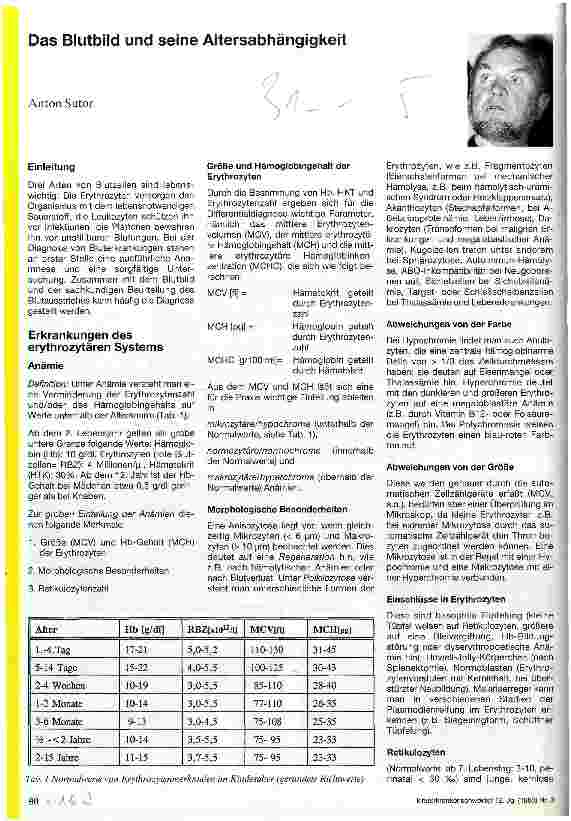 Vorschauseite 1: Das Blutbild und seine Altersabhängigkeit