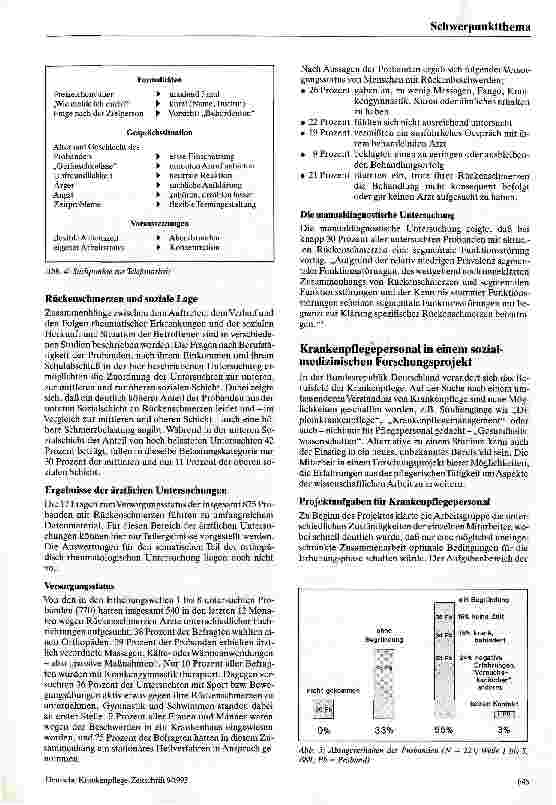 Vorschauseite 4: Zur Epidemiologie der Rückenbeschwerden Vorstellung eines Forschungsprojektes