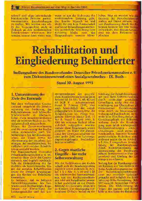 Vorschauseite 6: Mitteilungen des Bundesverbandes Dt.Privatkrankenanstalten Private Krankenhäuser auf dem Weg in das Jahr 2000