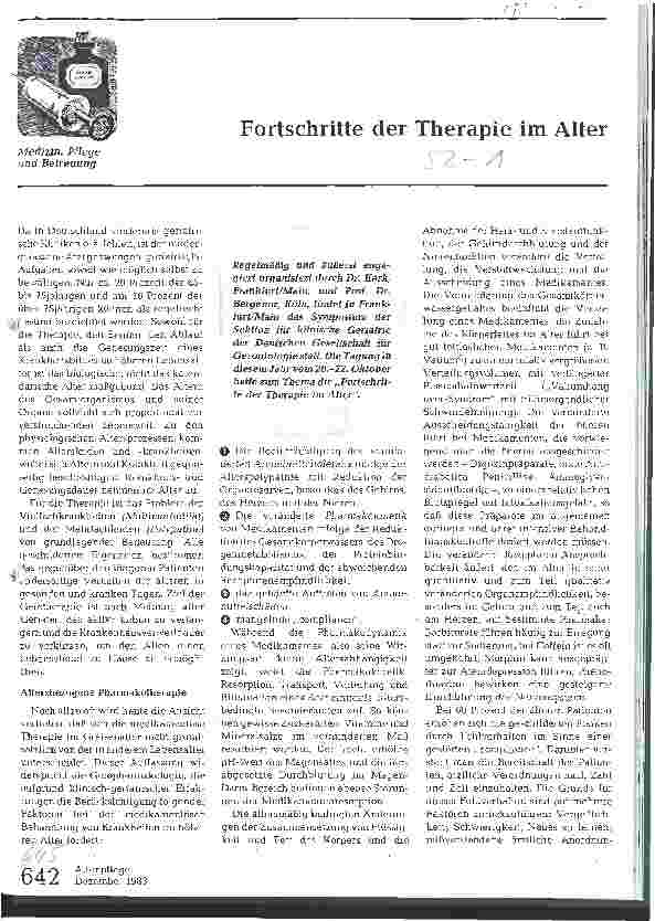 Vorschauseite 1: Fortschritt der Therapie im Alter