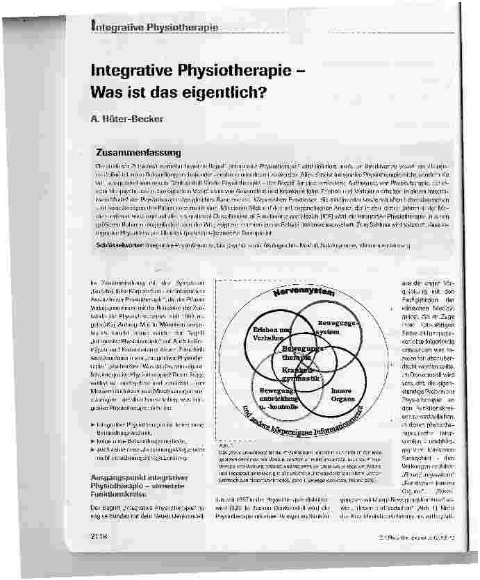 Vorschauseite 1: Integrative Physiotherapie Was ist das eigentlich?