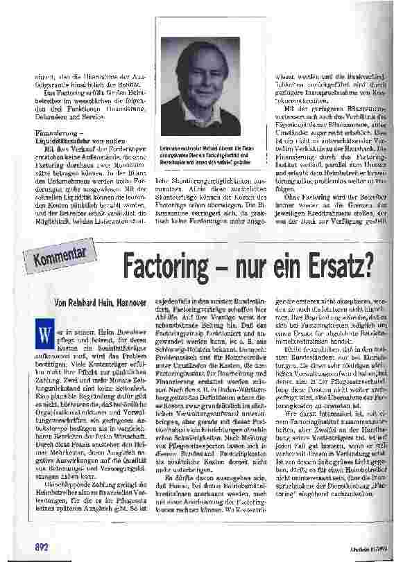 Vorschauseite 2: Factoring - ein neues Dienstleistungsangebot