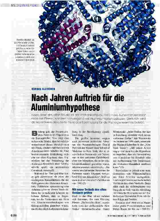 Vorschauseite 1: Nach Jahren Auftrieb für die Aluminiumhypothese