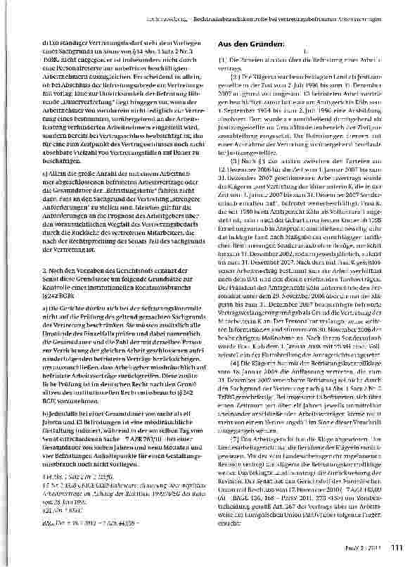 Vorschauseite 2: Rechtsmissbrauchskontrolle bei vertretungsbefristeten Arbeitsverträgen