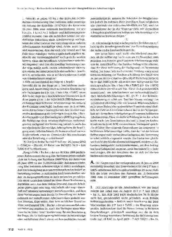 Vorschauseite 3: Rechtsmissbrauchskontrolle bei vertretungsbefristeten Arbeitsverträgen