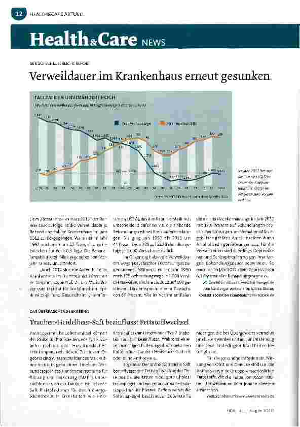 Vorschauseite 1: Verweildauer im Krankenhaus erneut gesunken