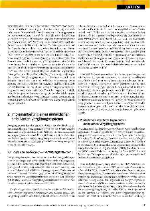 Vorschauseite 2: Kernelemente einer ambulanten ärztlichen Gebührenordnung in einem einheitlichen Krankenversicherungssystem