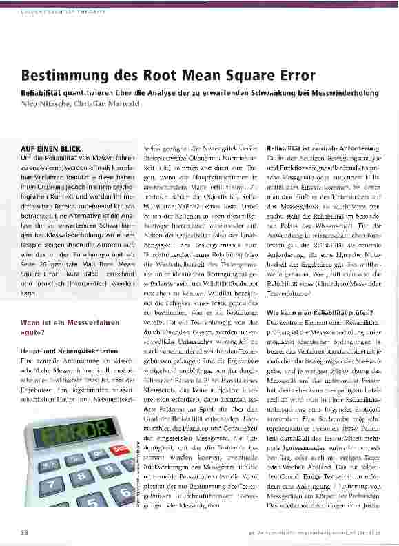 Vorschauseite 1: Bestimmung des Root Mean Square Error