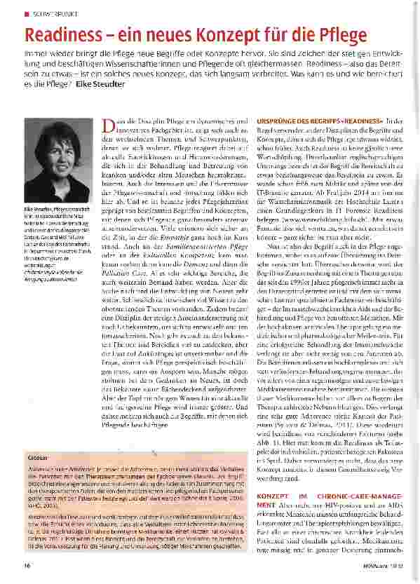 Vorschauseite 1: Readiness - ein neues Konzept für die Pflege