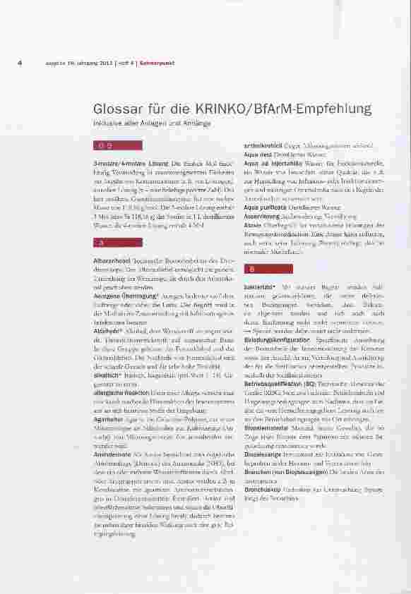 Vorschauseite 1: Glossar für die KRINKO/BfArM-Empfehlung