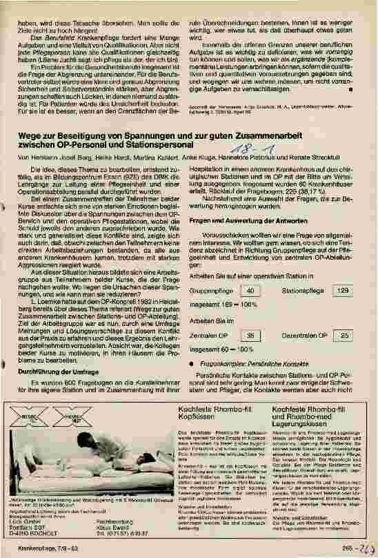 Vorschauseite 1: Wege zur Beseitigung von Spannungen und zur guten Zusammenarbeit zwischen OP und Stationspersonal