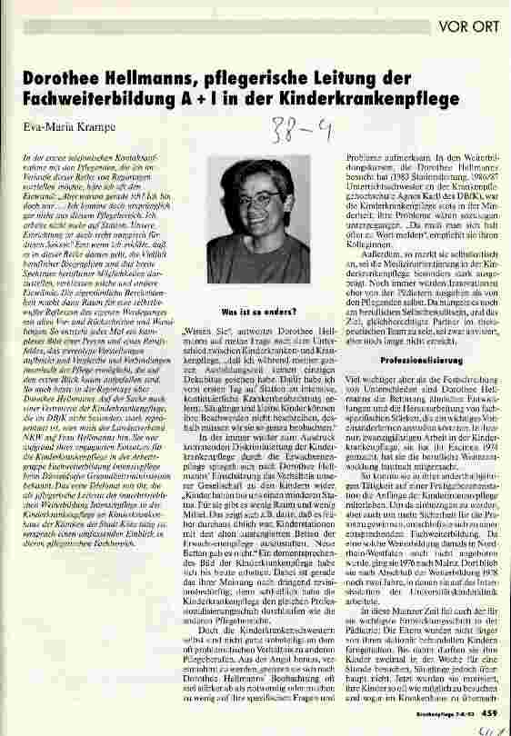 Vorschauseite 1: Dorothee Hellmanns, pflegerische Leitung der Fachweiterbildung A + I in der Kinderkrankenpflege