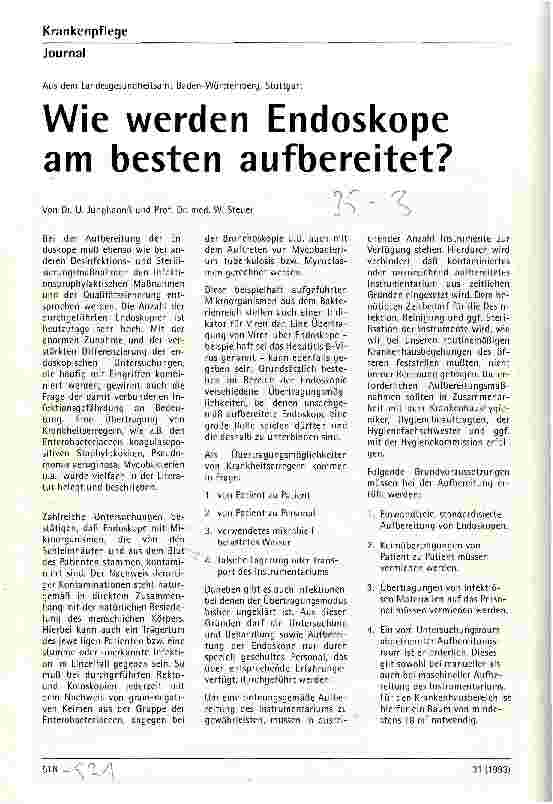 Vorschauseite 1: Wie werden Endoskope am besten aufbereitet? Aus dem Landesgesundheitsamt Baden-Württemberg, Stuttgart