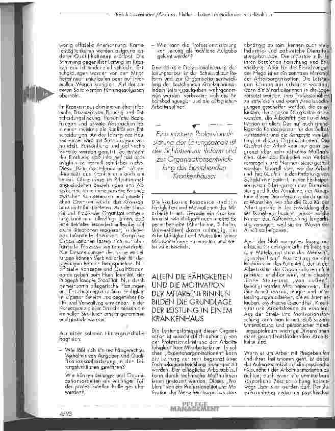 Vorschauseite 2: Leiten im modernen Krankenhaus Schwerpunkte für die Leistungsarbeit der Pflegekräfte