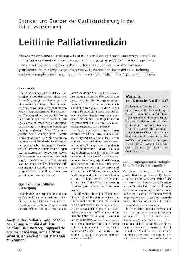 Vorschauseite 1: Leitlinie Palliativmedizin