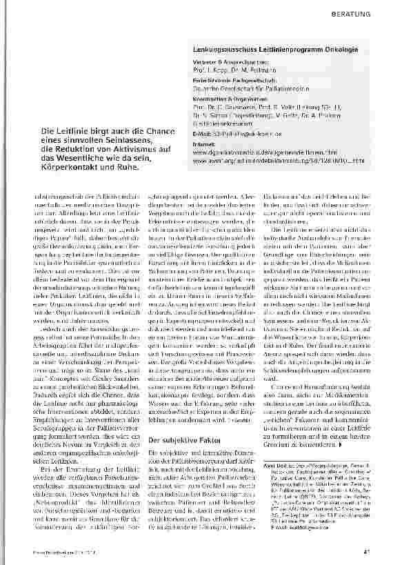 Vorschauseite 4: Leitlinie Palliativmedizin