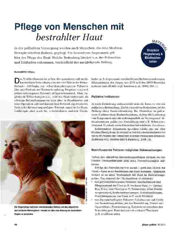 Vorschauseite 1: Pflege von Menschen mit bestrahlter Haut