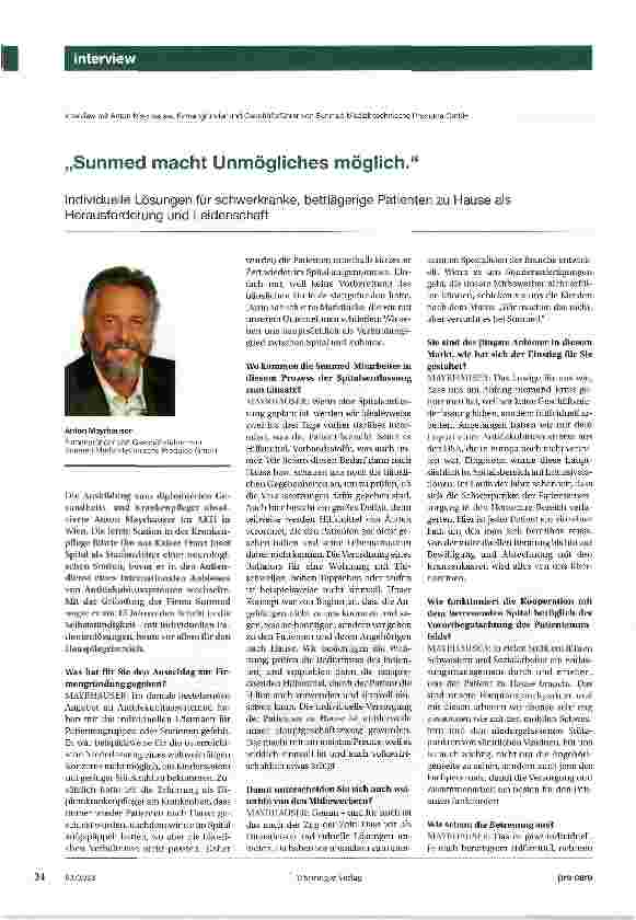 Vorschauseite 1: „Sunmed macht Unmögliches möglich.