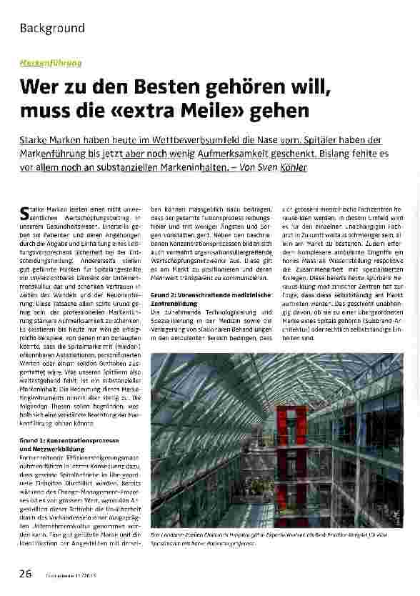 Vorschauseite 1: Wer zu den Besten gehören will, muss die «extra Meile» gehen