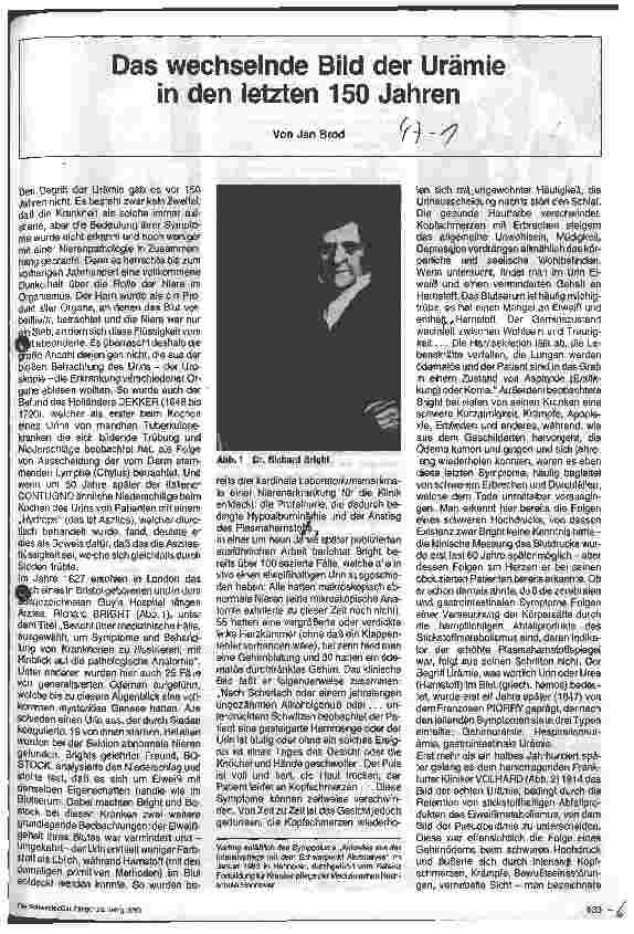 Vorschauseite 1: Das wechselnde Bild der Urämie in den letzten 150 Jahren