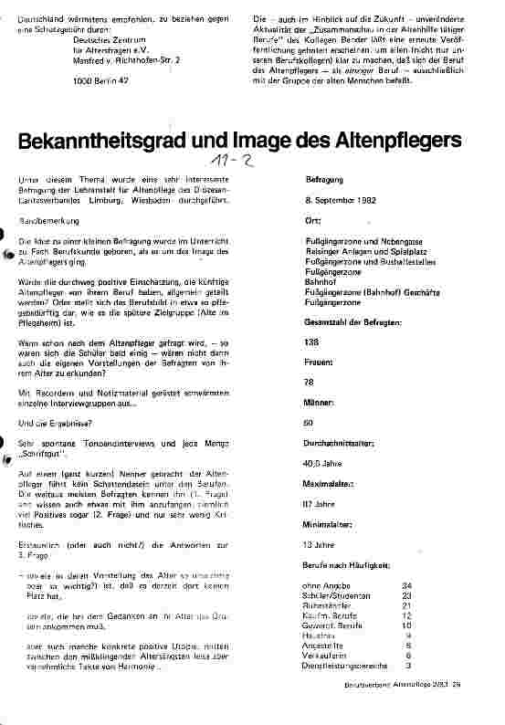 Vorschauseite 1: Bekanntheitsgrad und Image des Altenpflegers