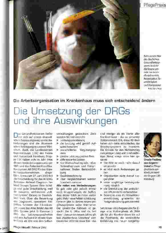 Vorschauseite 1: Die Umsetzung der DRGs und ihre Auswirkungen Die Arbeitsorganisation im Krankenhaus muss sich entscheidend ändern
