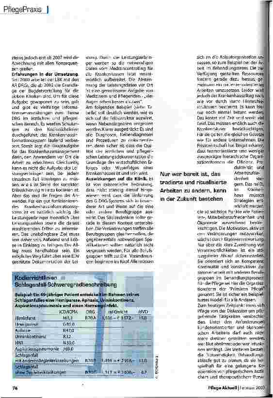 Vorschauseite 2: Die Umsetzung der DRGs und ihre Auswirkungen Die Arbeitsorganisation im Krankenhaus muss sich entscheidend ändern