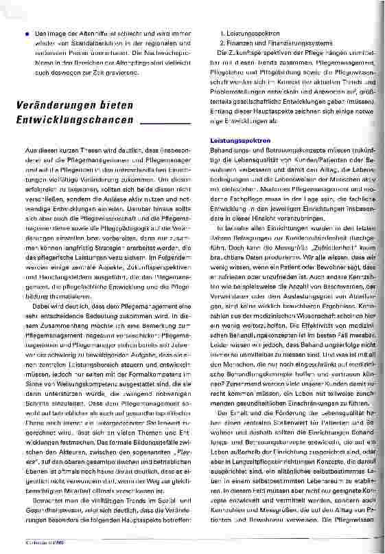 Vorschauseite 3: Die Zukunft des Pflegemanagements Veränderungsprozesse im Gesundheitswesen