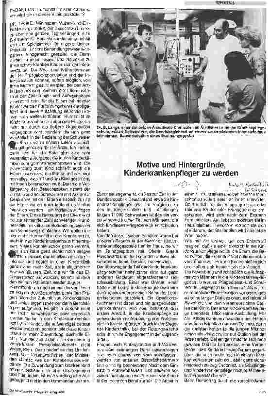 Vorschauseite 1: Motive und Hintergründe, Kinderkrankenpfleger zu werden