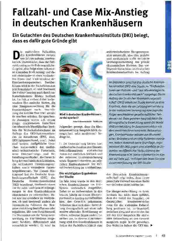 Vorschauseite 1: Fallzahlund Case Mix-Anstieg in deutschen Krankenhäusern