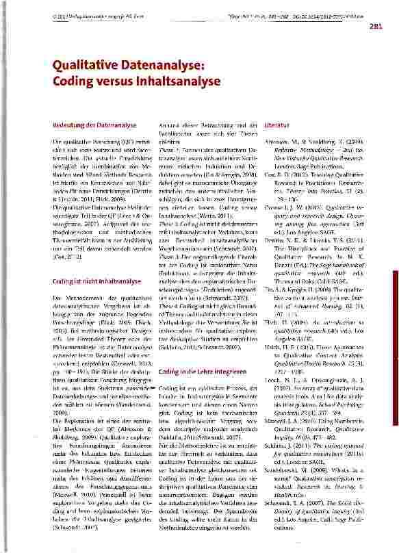 Vorschauseite 1: Qualitative Datenanalyse: Coding versus Inhaltsanalyse