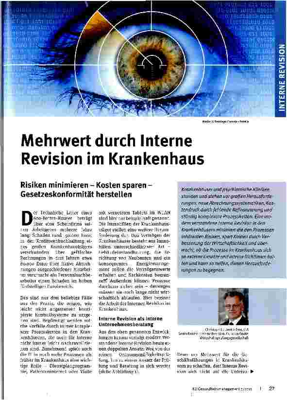 Vorschauseite 1: Mehrwert durch Interne Revision im Krankenhaus