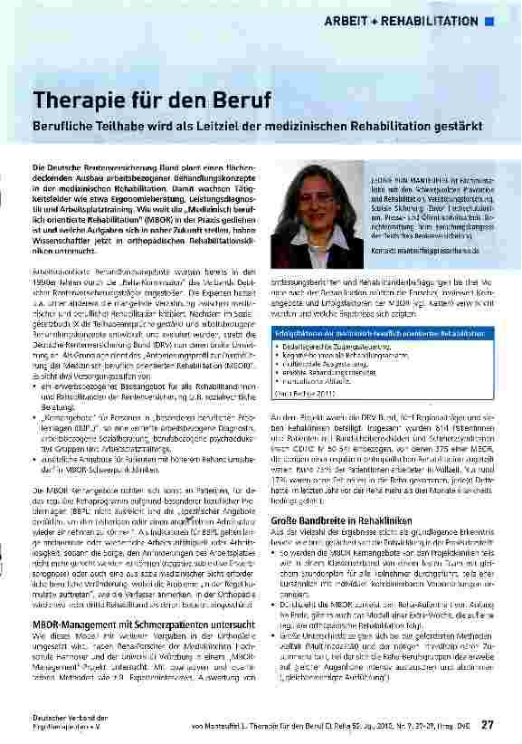Vorschauseite 1: Therapie für den Beruf