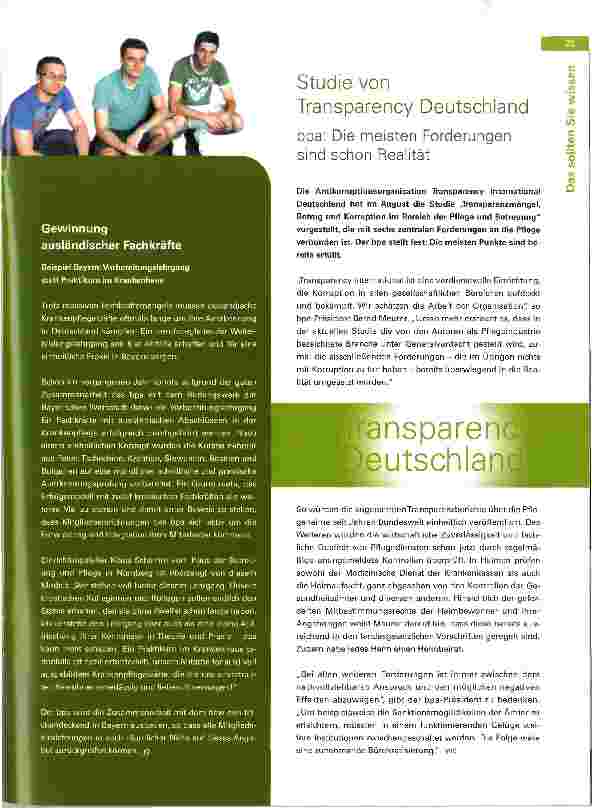 Vorschauseite 1: Studie von Transparency Deutschland